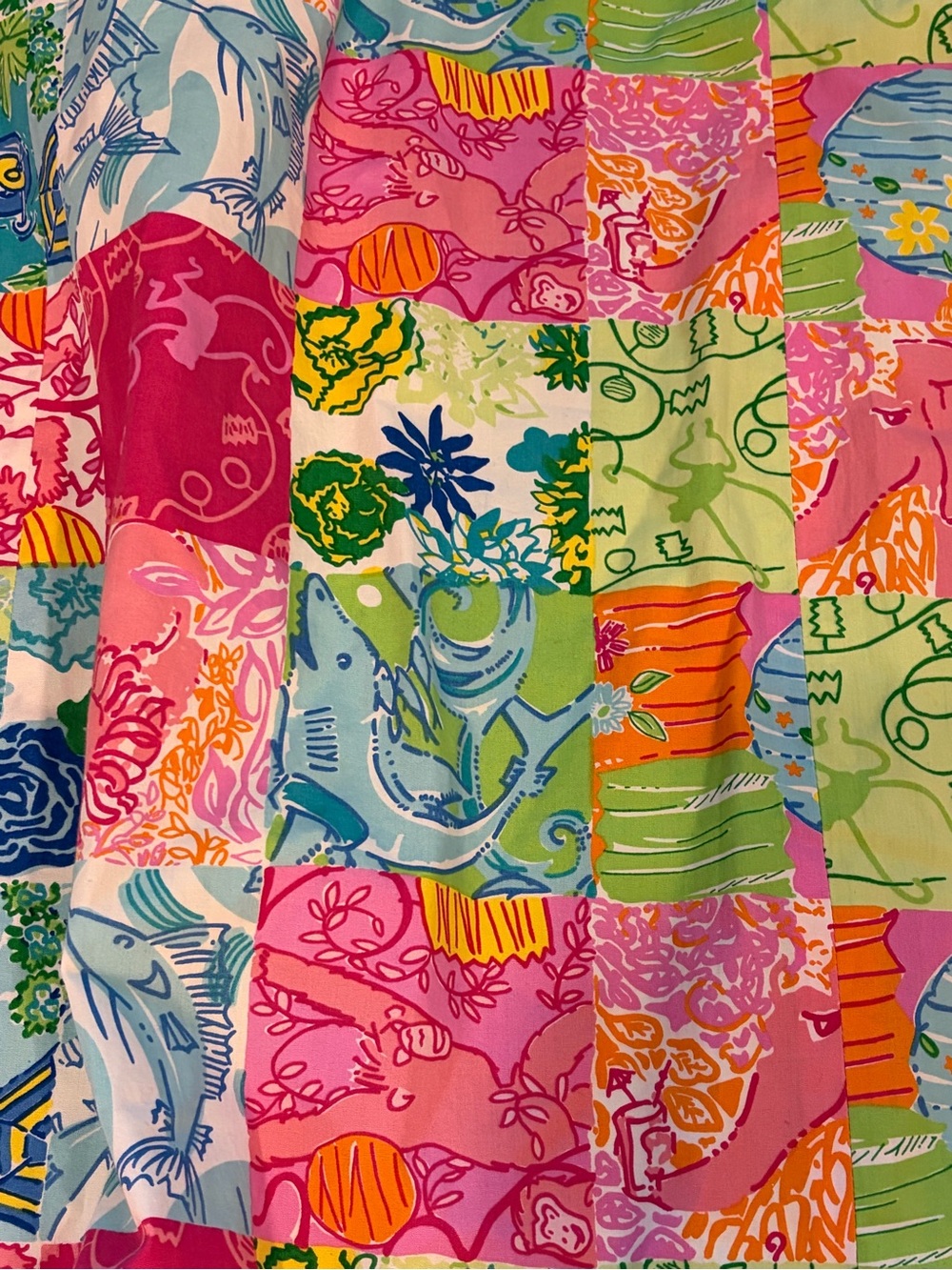 Vintage Lilly Pulitzer Strapless Maxi Dress Patchwork Print Tie Back Size 12 - Picture 3 of 7